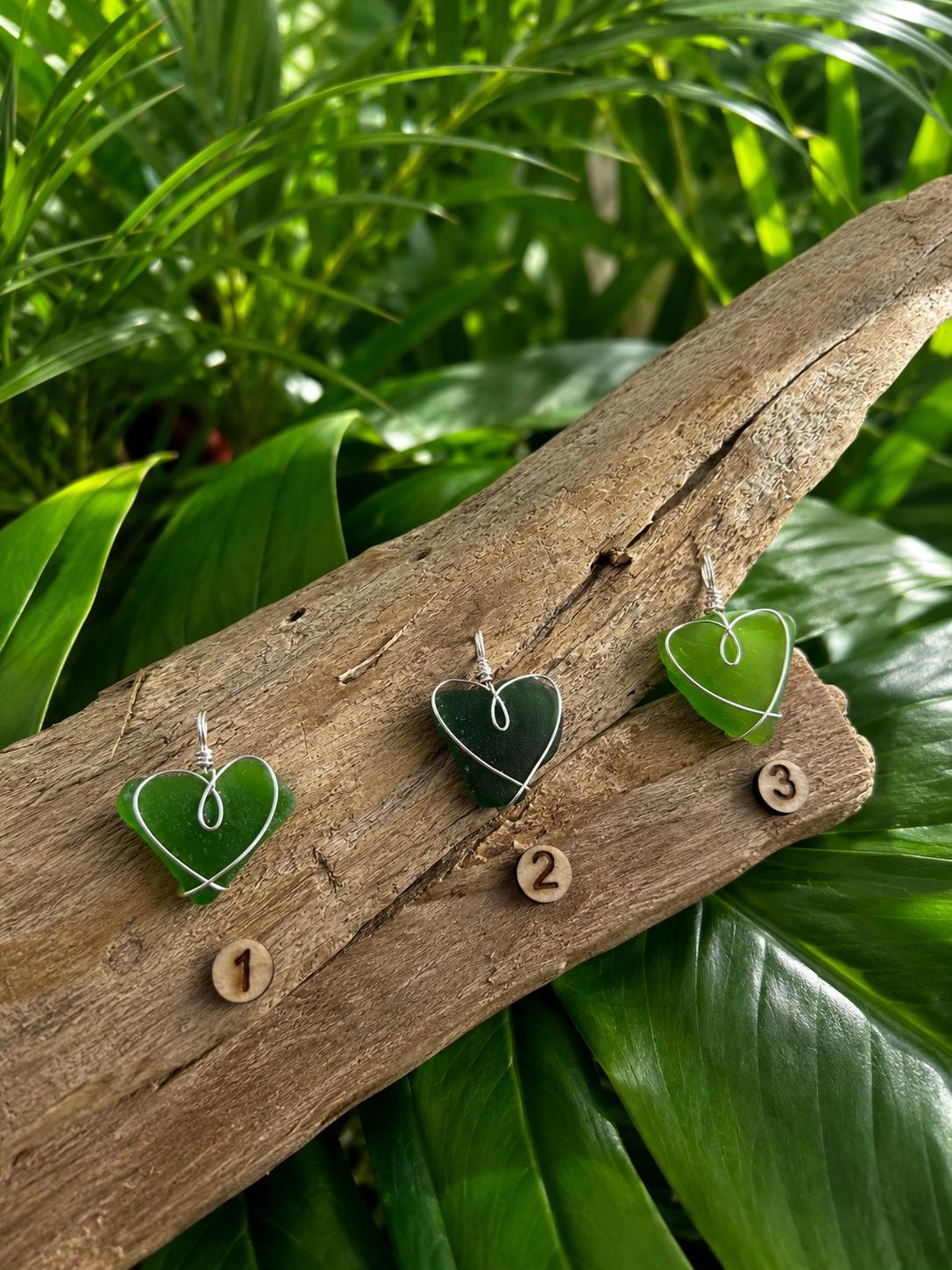 Authentic Caribbean Sea Glass Heart Necklace | Choose Your Heart | Hand Wrapped Sterling Silver Pendant | Beach Glass Jewelry