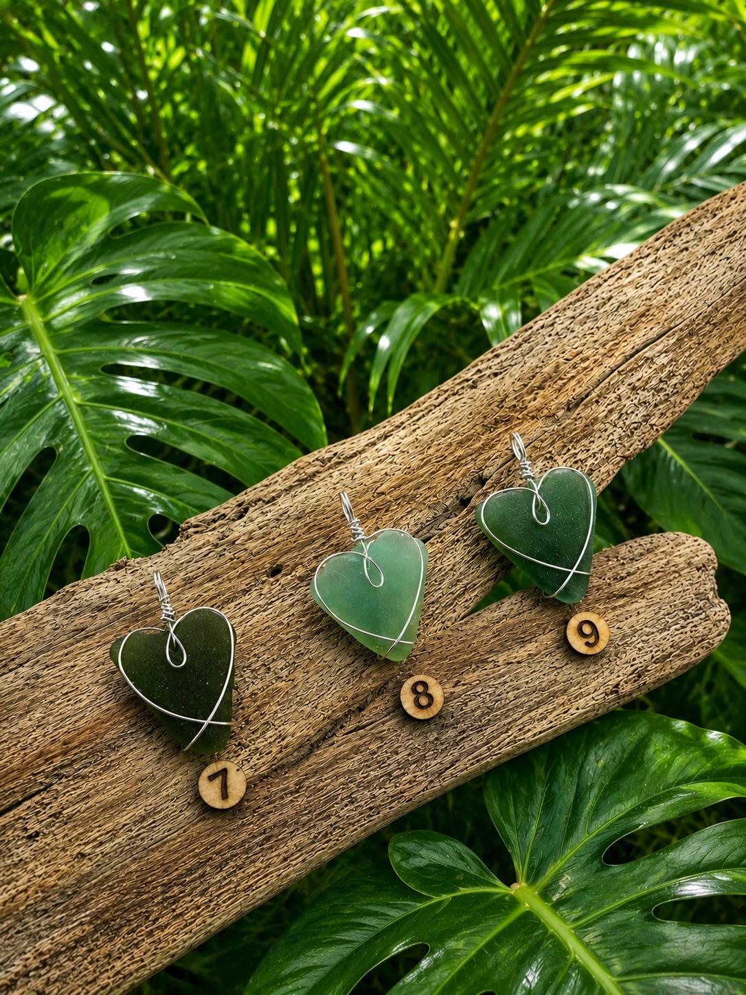 Authentic Caribbean Sea Glass Heart Necklace | Choose Your Heart | Hand Wrapped Sterling Silver Pendant | Beach Glass Jewelry