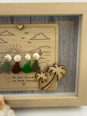 Beach Friends Are the Best Friends – Sea Glass Friendship Gift, Coastal Decor, Caribbean Sea Glass Art, 5x7 Frame