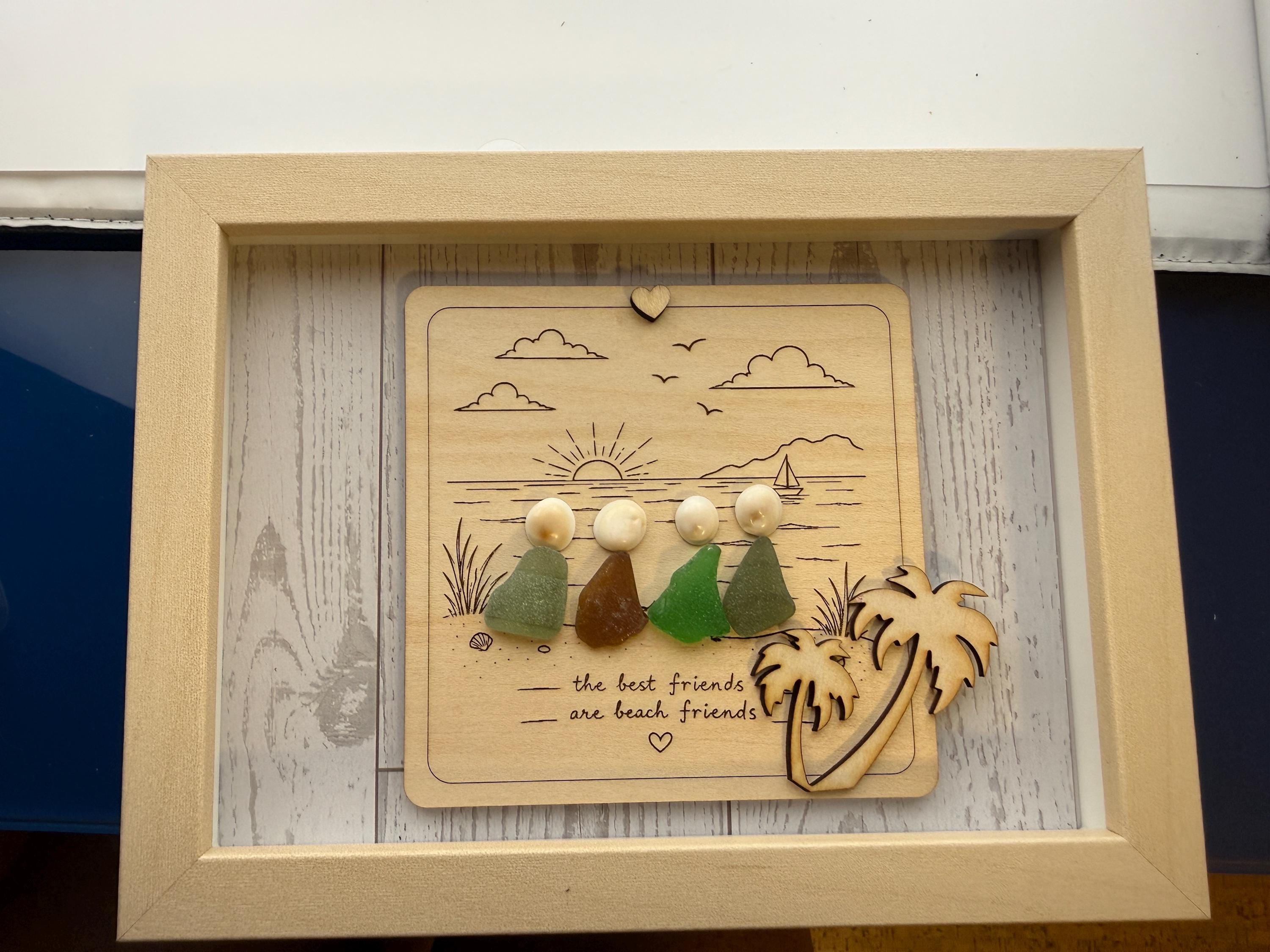 Beach Friends Are the Best Friends – Sea Glass Friendship Gift, Coastal Decor, Caribbean Sea Glass Art, 5x7 Frame
