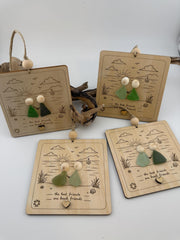 Beach Friends Ornament, Sea Glass Friendship Gift, Personalized Coastal Keepsake, Caribbean Sea Glass Decor
