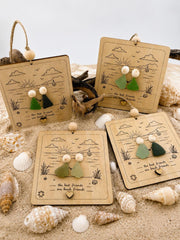 Beach Friends Ornament, Sea Glass Friendship Gift, Personalized Coastal Keepsake, Caribbean Sea Glass Decor