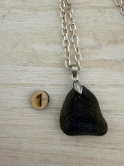 Rare Trio Pirate Sea Glass Necklaces – Authentic Caribbean Sea Glass Pendants, Unisex Stainless Steel Jewelry