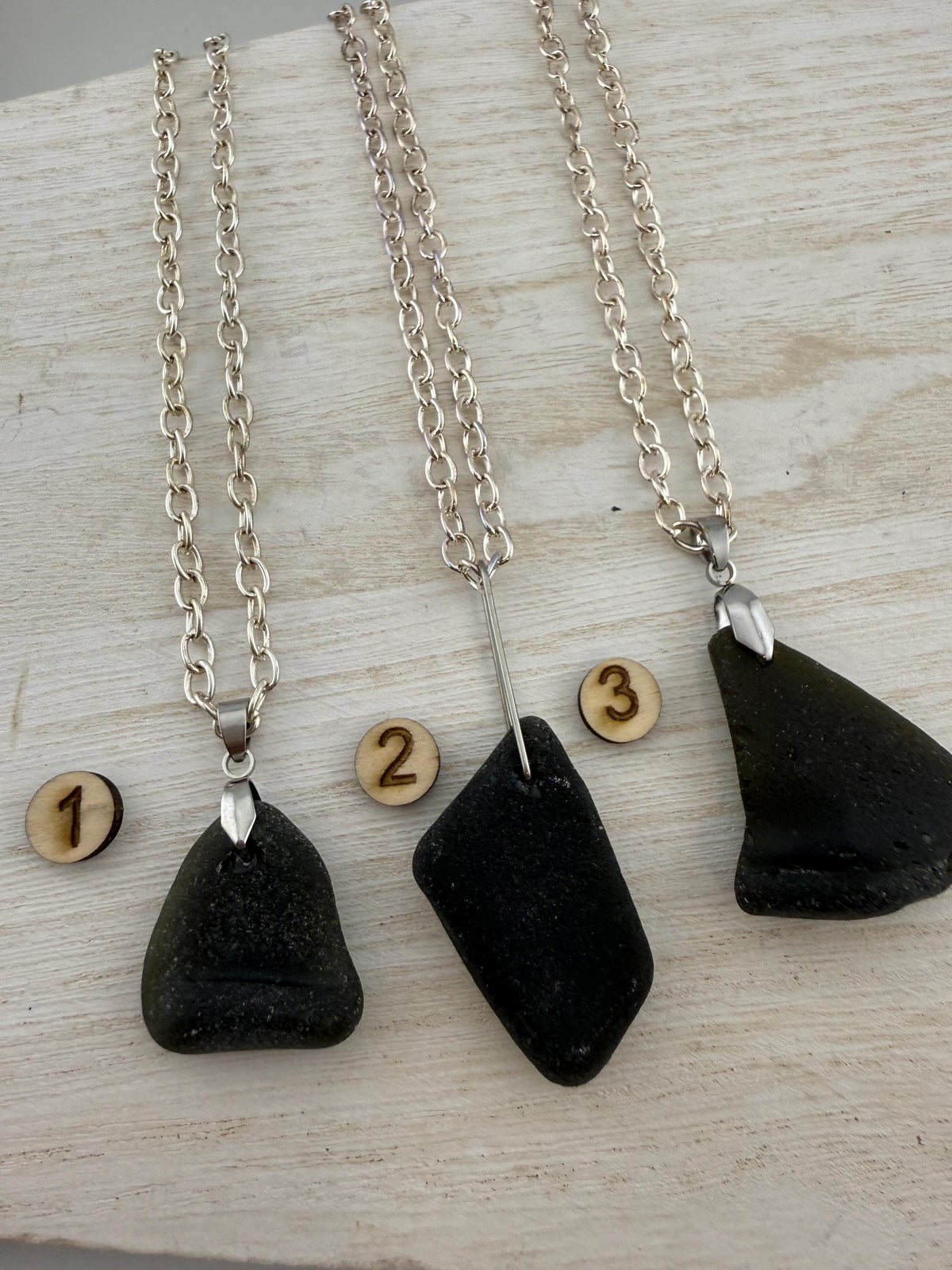 Rare Trio Pirate Sea Glass Necklaces – Authentic Caribbean Sea Glass Pendants, Unisex Stainless Steel Jewelry