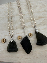 Rare Trio Pirate Sea Glass Necklaces – Authentic Caribbean Sea Glass Pendants, Unisex Stainless Steel Jewelry