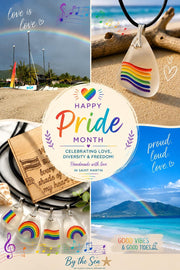 Rainbow Sea Glass Pendant: LGBTQ+ Pride Jewelry, Engraved Quote Plaque