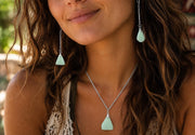 Rare Mint Milk Glass Sea Glass Jewelry Set: Vintage Necklace & Earrings