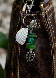 Genuine Sea Glass Bag Charm, Beach Bag Charm, Backpack Accessory, Handmade Coastal Gift for her