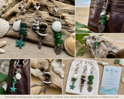 Genuine Sea Glass Bag Charm, Beach Bag Charm, Backpack Accessory, Handmade Coastal Gift for her