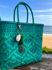Genuine Sea Glass Bag Charm, Beach Bag Charm, Backpack Accessory, Handmade Coastal Gift for her