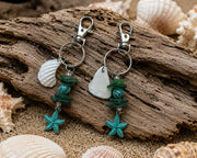 Genuine Sea Glass Bag Charm, Beach Bag Charm, Backpack Accessory, Handmade Coastal Gift for her