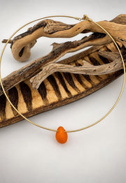 Rare Orange Sea Glass Choker: Caribbean Milk Glass, Stainless Steel