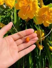 Rare Orange Sea Glass Choker: Caribbean Milk Glass, Stainless Steel