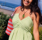 Carried by the Sea, Framed by Hand - A Fusion of Ocean and Wood - Authentic Caribbean Sea Glass Pendant Necklace