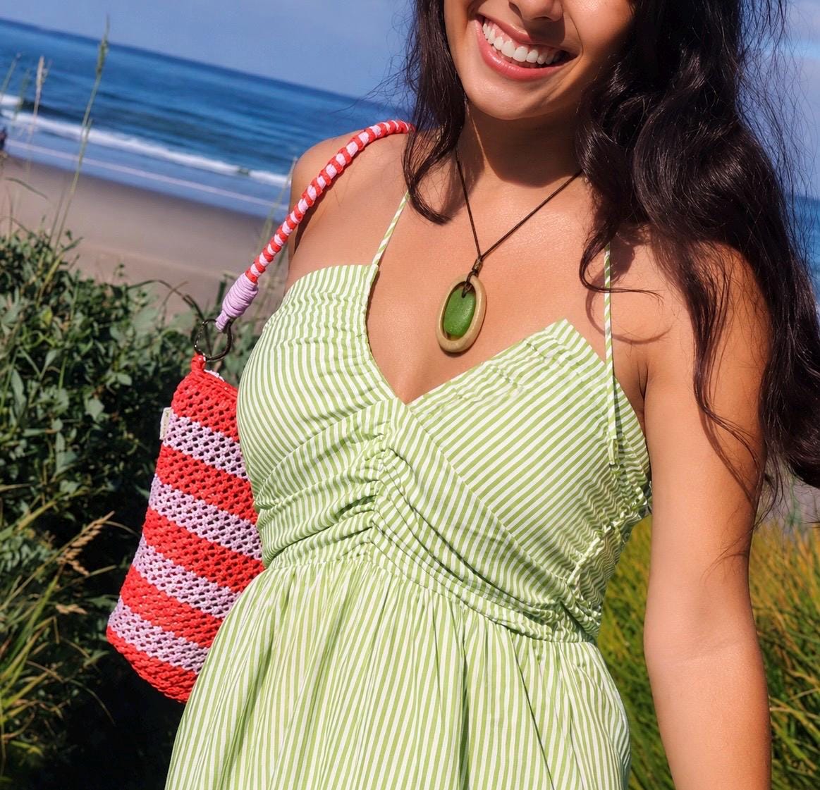 Carried by the Sea, Framed by Hand - A Fusion of Ocean and Wood - Authentic Caribbean Sea Glass Pendant Necklace