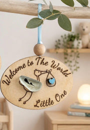 Sea Glass Baby Ornament, Wooden Welcome to the World Gift, Baby’s Shower Keepsake, Baby’s first Christmas