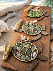 Interactive Sea Glass Turtle – Genuine Caribbean Sea Glass Coastal Curio – Ocean Treasure Turtle™