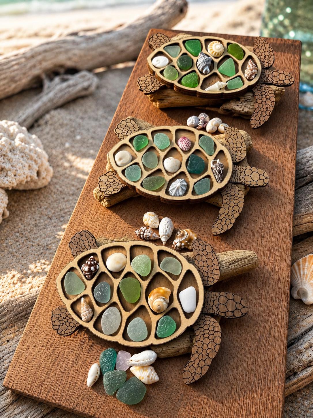 Interactive Sea Glass Turtle – Genuine Caribbean Sea Glass Coastal Curio – Ocean Treasure Turtle™