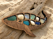 Ocean Curios™ Collection - Genuine Sea Glass Coastal Collectible with Driftwood Display.