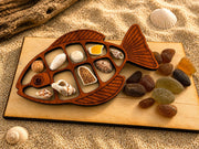 Ocean Treasure Fish™ - Interactive Sea Glass Curio Display - Genuine Caribbean Sea Glass - Coastal Decor Gift