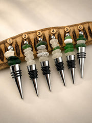 Caribbean Sea Glass Wine Bottle Stopper, Coastal Hostess Gift, Handmade Beach House Decor