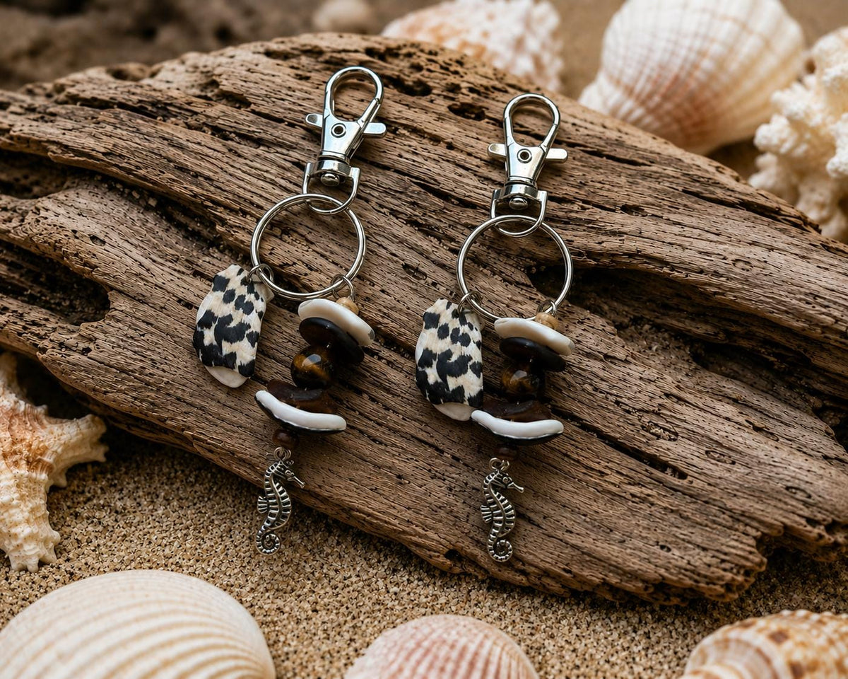 Genuine Sea Glass Bag Charm, Beach Bag Charm, Backpack Accessory, Handmade Coastal Gift for her