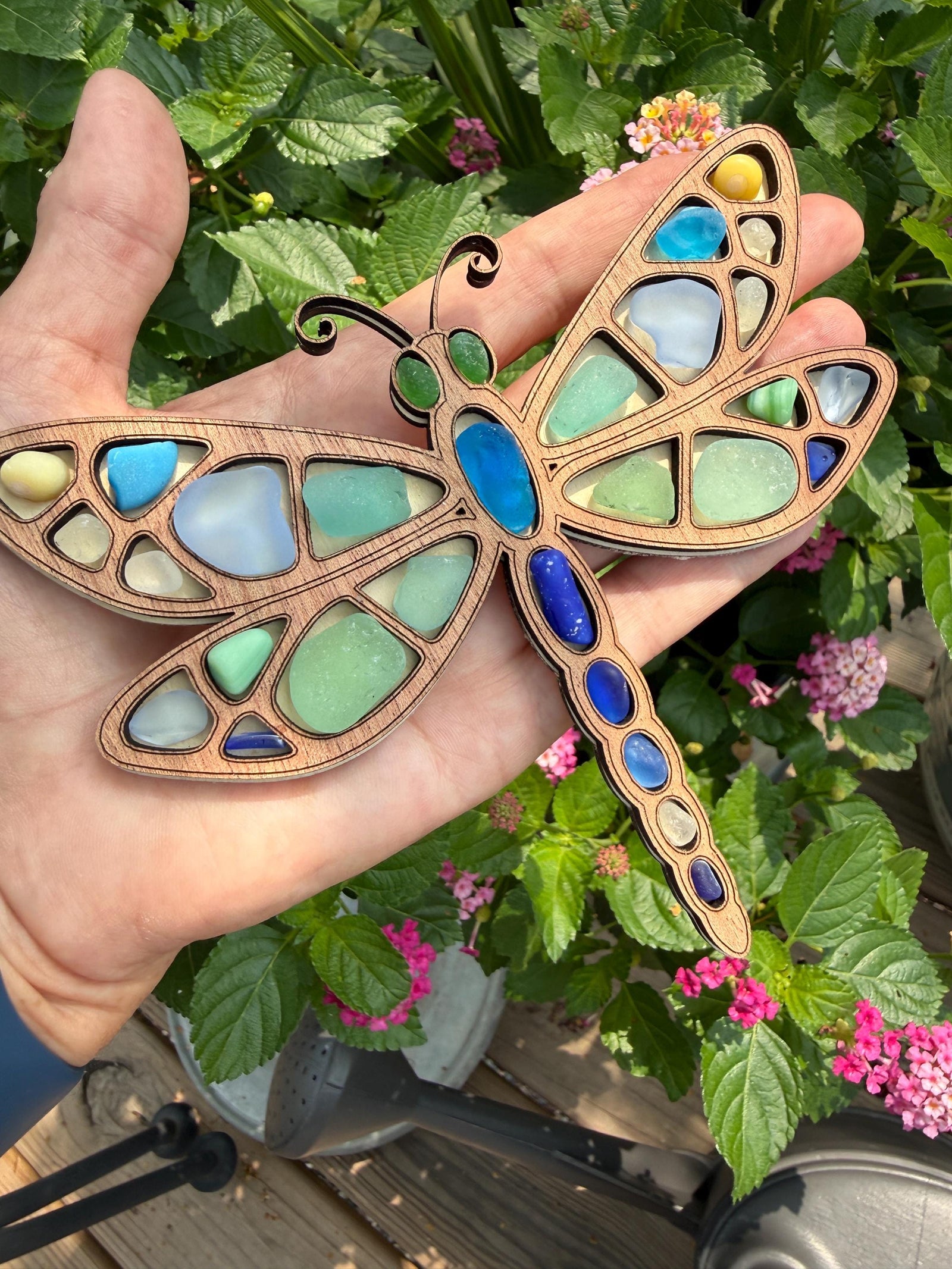 Sea Glass Dragonfly | Ocean Curios™ Collection | Handmade Coastal Garden Decor | Caribbean Sea Glass Art Gift