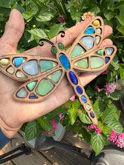 Sea Glass Dragonfly | Ocean Curios™ Collection | Handmade Coastal Garden Decor | Caribbean Sea Glass Art Gift