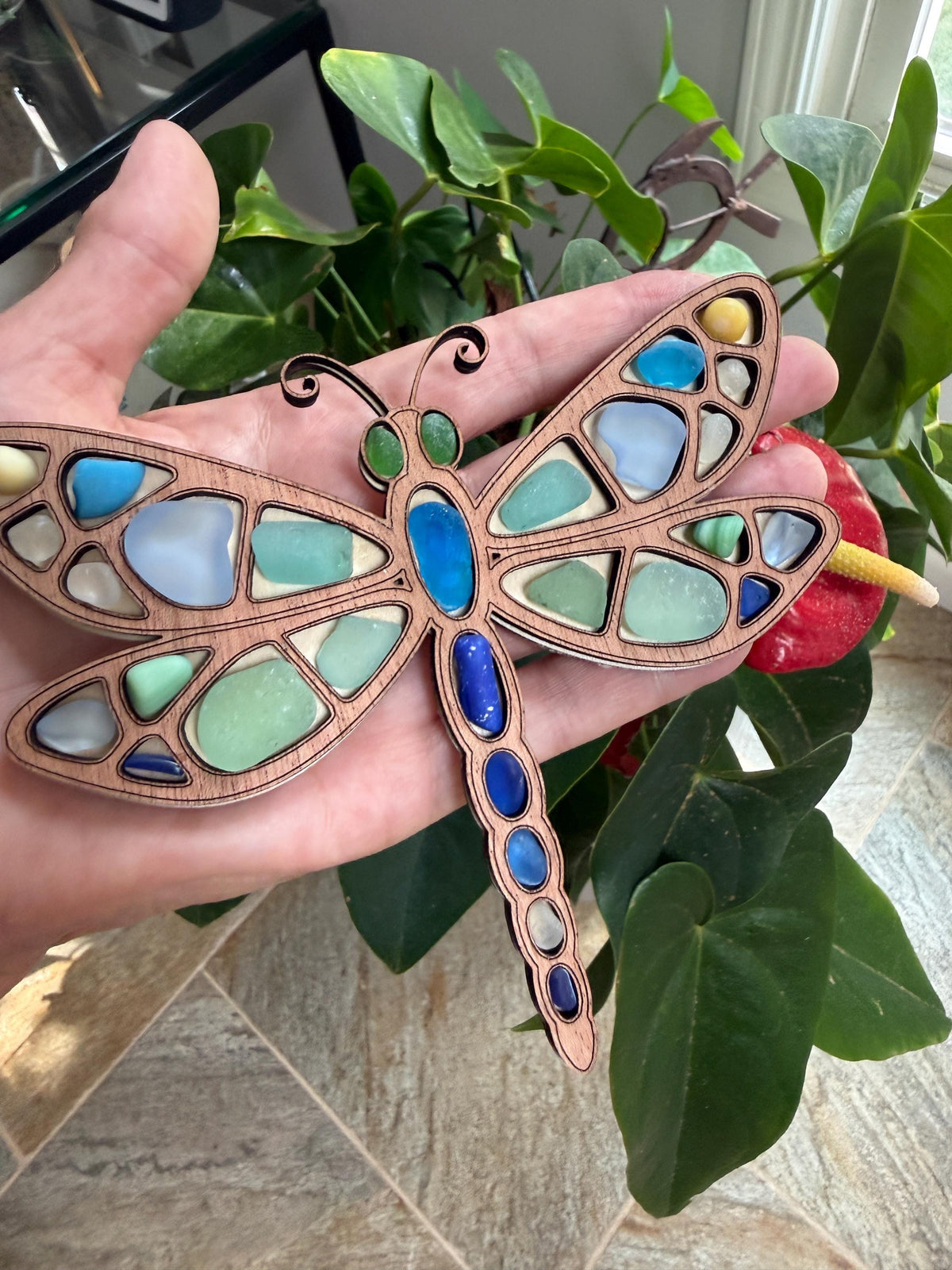 Sea Glass Dragonfly | Ocean Curios™ Collection | Handmade Coastal Garden Decor | Caribbean Sea Glass Art Gift