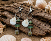 Genuine Sea Glass Bag Charm, Beach Bag Charm, Backpack Accessory, Handmade Coastal Gift for her