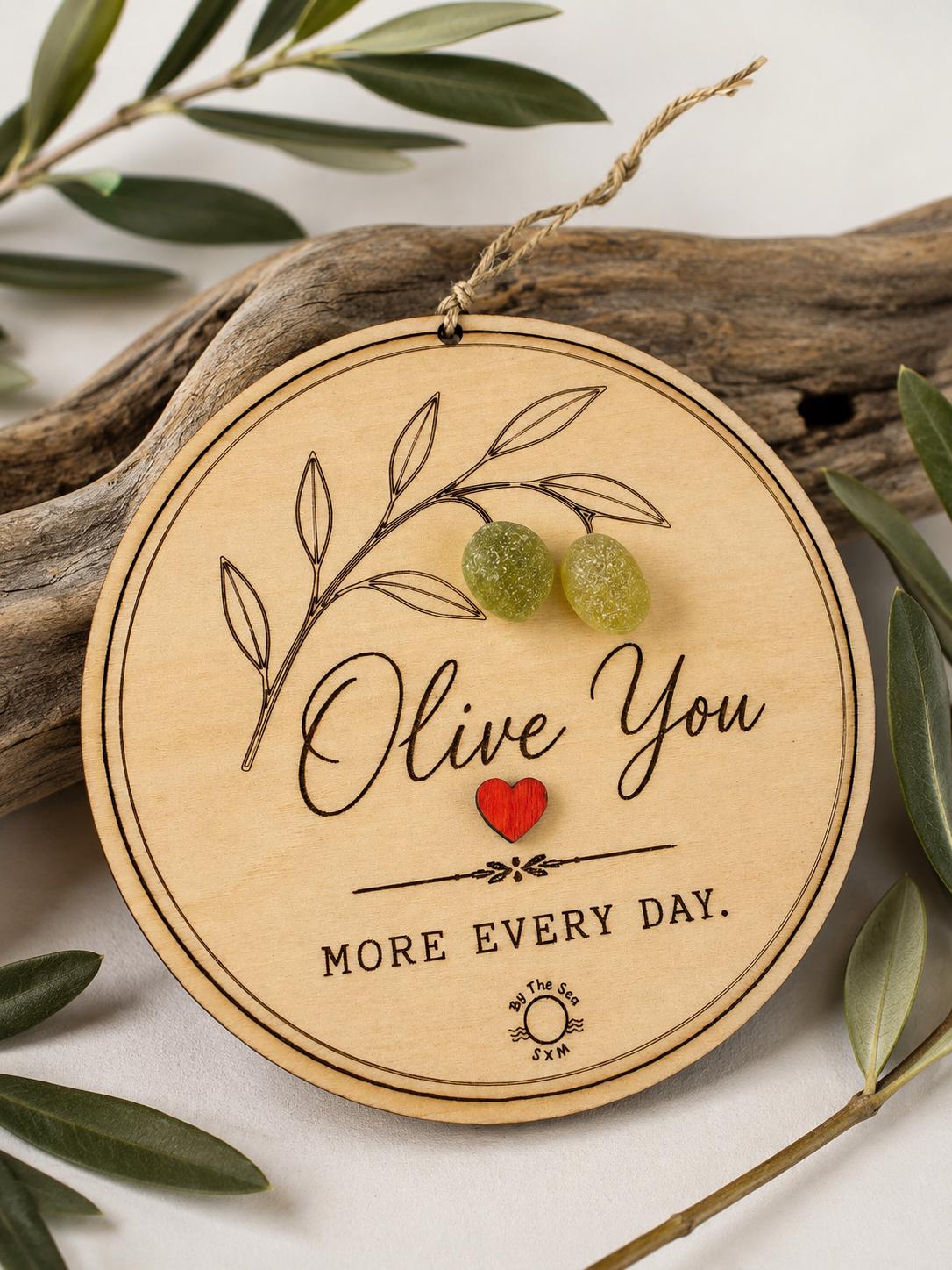 Genuine Sea Glass Olive Gifts, Ornament or Framed Sign, Friendship Gift, Anniversary Gift, Martini Lover Gift