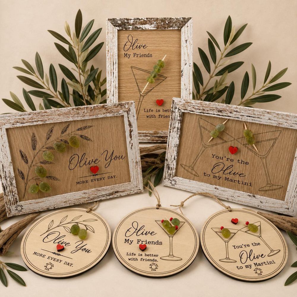 Genuine Sea Glass Olive Gifts, Ornament or Framed Sign, Friendship Gift, Anniversary Gift, Martini Lover Gift