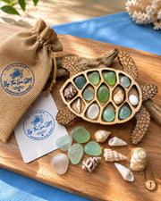 Interactive Sea Glass Turtle – Genuine Caribbean Sea Glass Coastal Curio – Ocean Treasure Turtle™