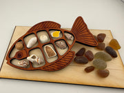 Ocean Treasure Fish™ - Interactive Sea Glass Curio Display - Genuine Caribbean Sea Glass - Coastal Decor Gift
