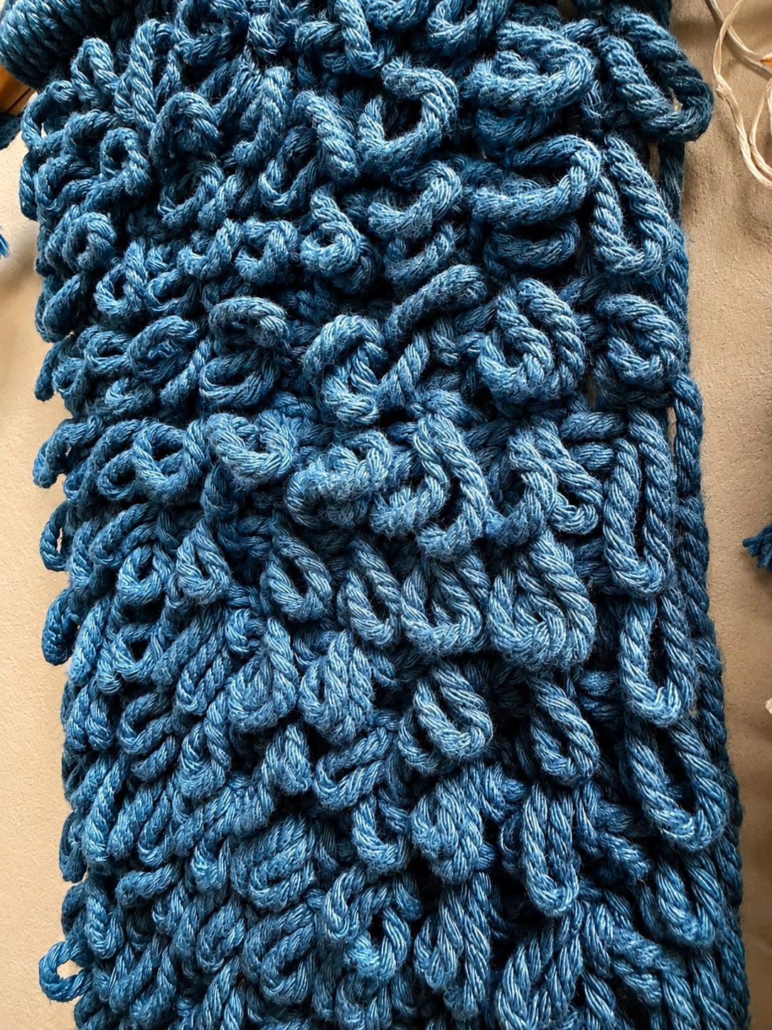 Coastal Handmafe Macrame Mixed Media Wall Hanging, Driftwood Wall Art, Ocean Blue Fiber Art, Beach House Decor, One of a Kind