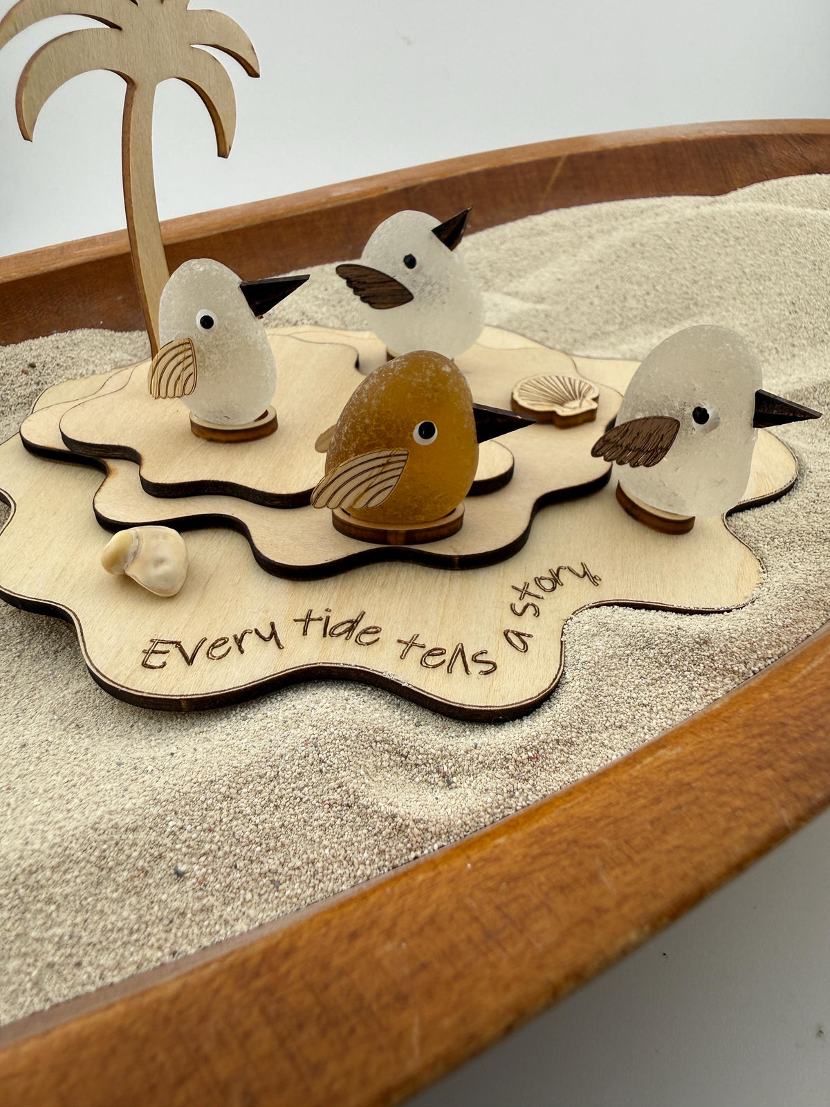 Personalized Shorebird Island™ | Genuine Sea Glass Bird Family | Custom Beach Decor | Family Keepsake | Add More Birds Anytim