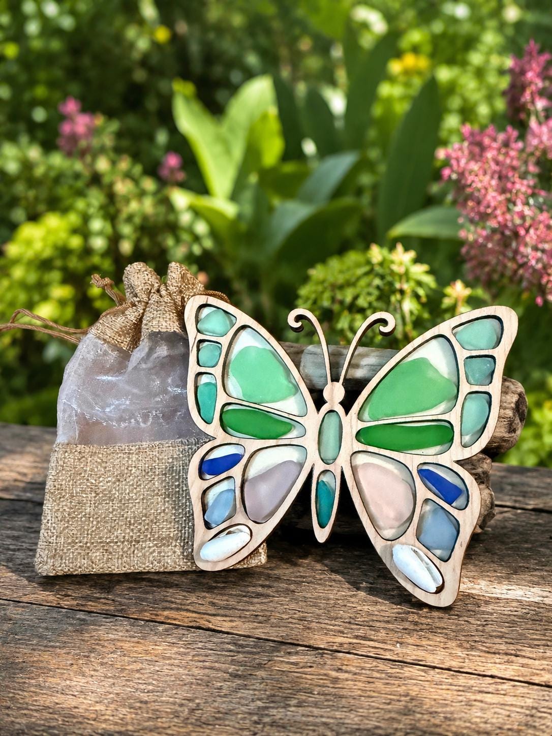Sea Glass Butterfly - One of a Kind Coastal Art - Genuine Caribbean Sea Glass - Collector Colors - Ocean Curios™