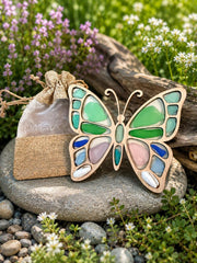 Sea Glass Butterfly - One of a Kind Coastal Art - Genuine Caribbean Sea Glass - Collector Colors - Ocean Curios™