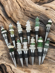 Caribbean Sea Glass Wine Bottle Stopper, Coastal Hostess Gift, Handmade Beach House Decor