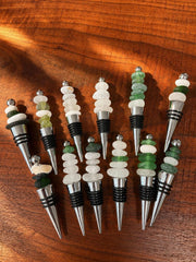 Caribbean Sea Glass Wine Bottle Stopper, Coastal Hostess Gift, Handmade Beach House Decor