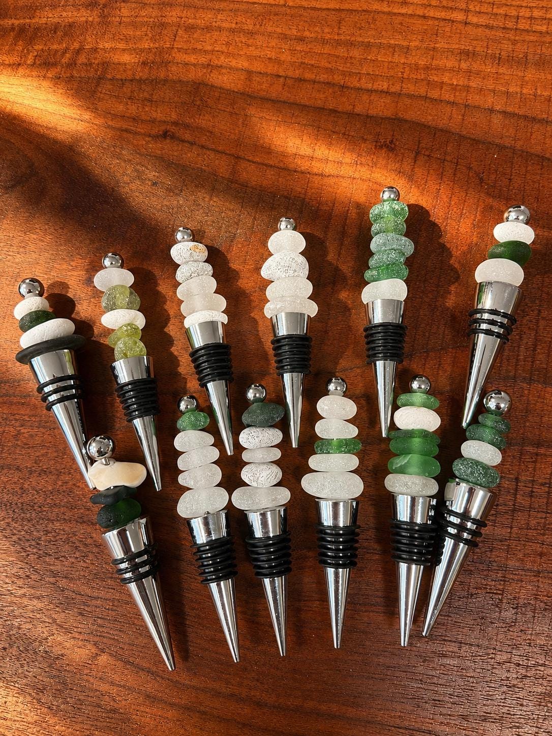 Caribbean Sea Glass Wine Bottle Stopper, Coastal Hostess Gift, Handmade Beach House Decor
