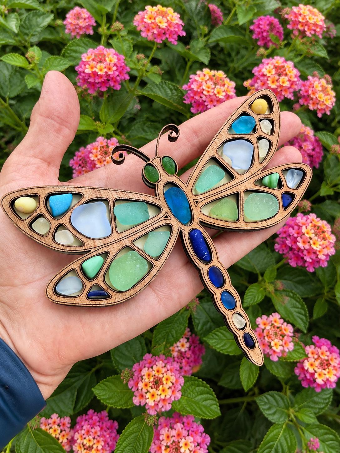 Sea Glass Dragonfly | Ocean Curios™ Collection | Handmade Coastal Garden Decor | Caribbean Sea Glass Art Gift