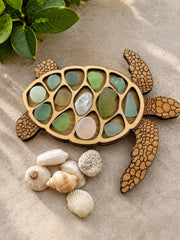 Interactive Sea Glass Turtle – Genuine Caribbean Sea Glass Coastal Curio – Ocean Treasure Turtle™