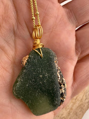 Sea Glass & Stone Pendant Necklace, Authentic Caribbean Sea Glass, Ocean-Worn Treasure, Coastal Jewelry Gift