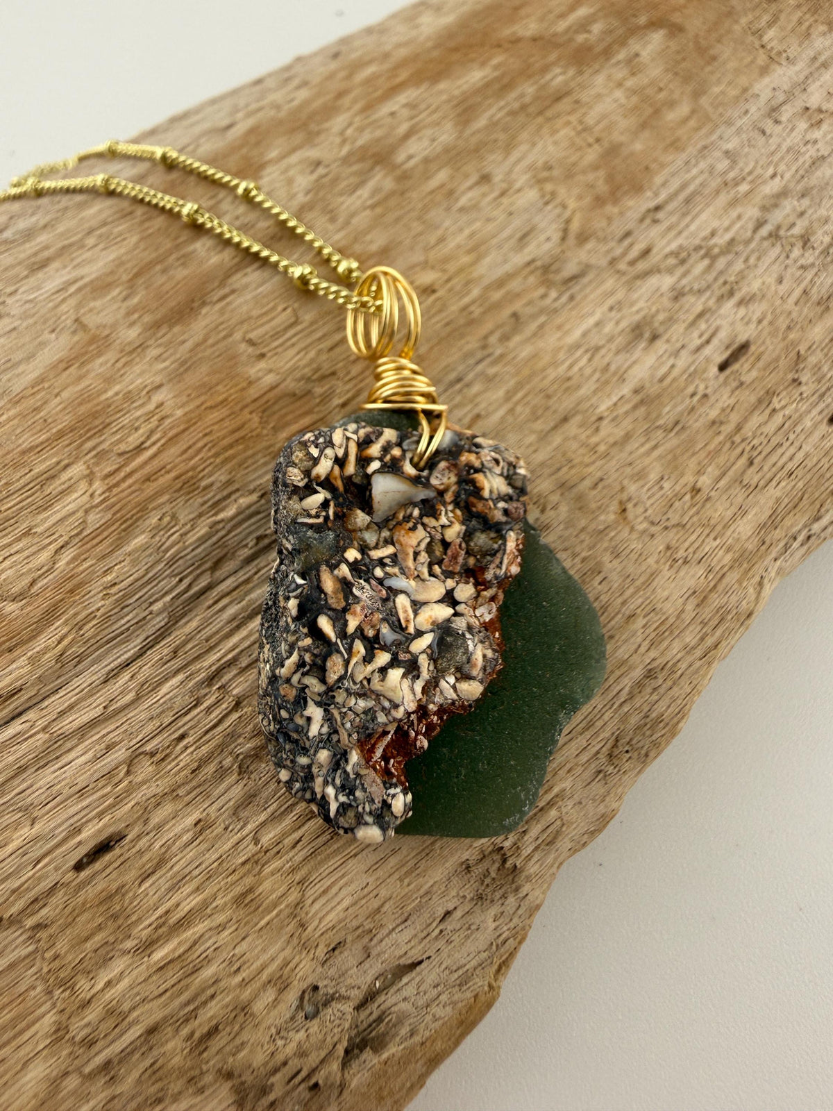 Sea Glass & Stone Pendant Necklace, Authentic Caribbean Sea Glass, Ocean-Worn Treasure, Coastal Jewelry Gift