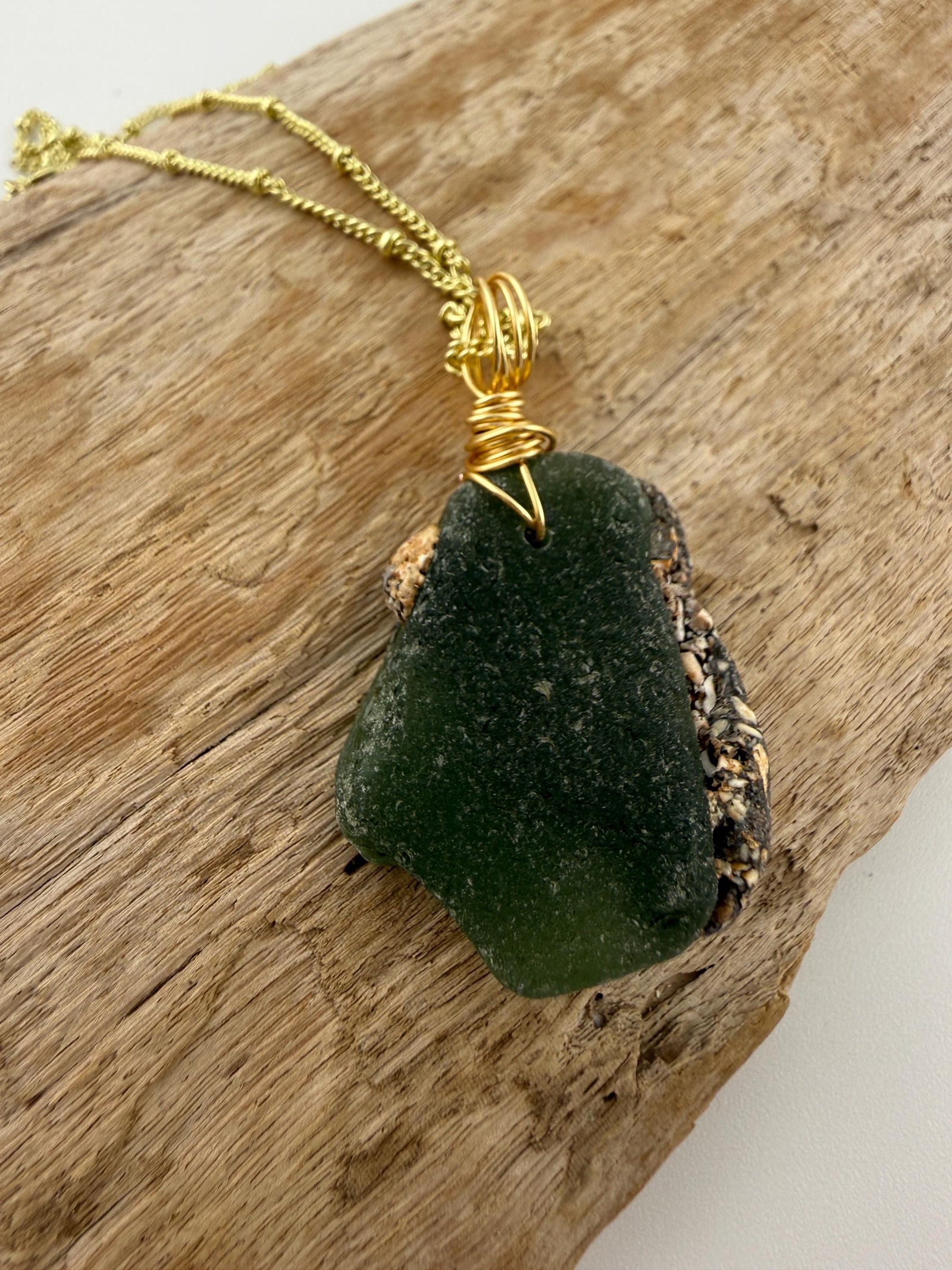 Sea Glass & Stone Pendant Necklace, Authentic Caribbean Sea Glass, Ocean-Worn Treasure, Coastal Jewelry Gift
