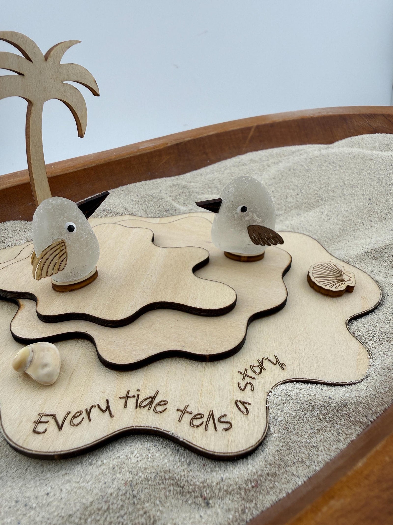 Personalized Shorebird Island™ | Genuine Sea Glass Bird Family | Custom Beach Decor | Family Keepsake | Add More Birds Anytim