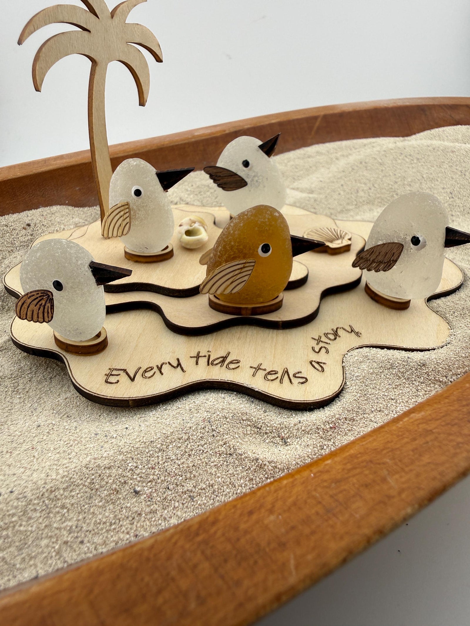 Personalized Shorebird Island™ | Genuine Sea Glass Bird Family | Custom Beach Decor | Family Keepsake | Add More Birds Anytim