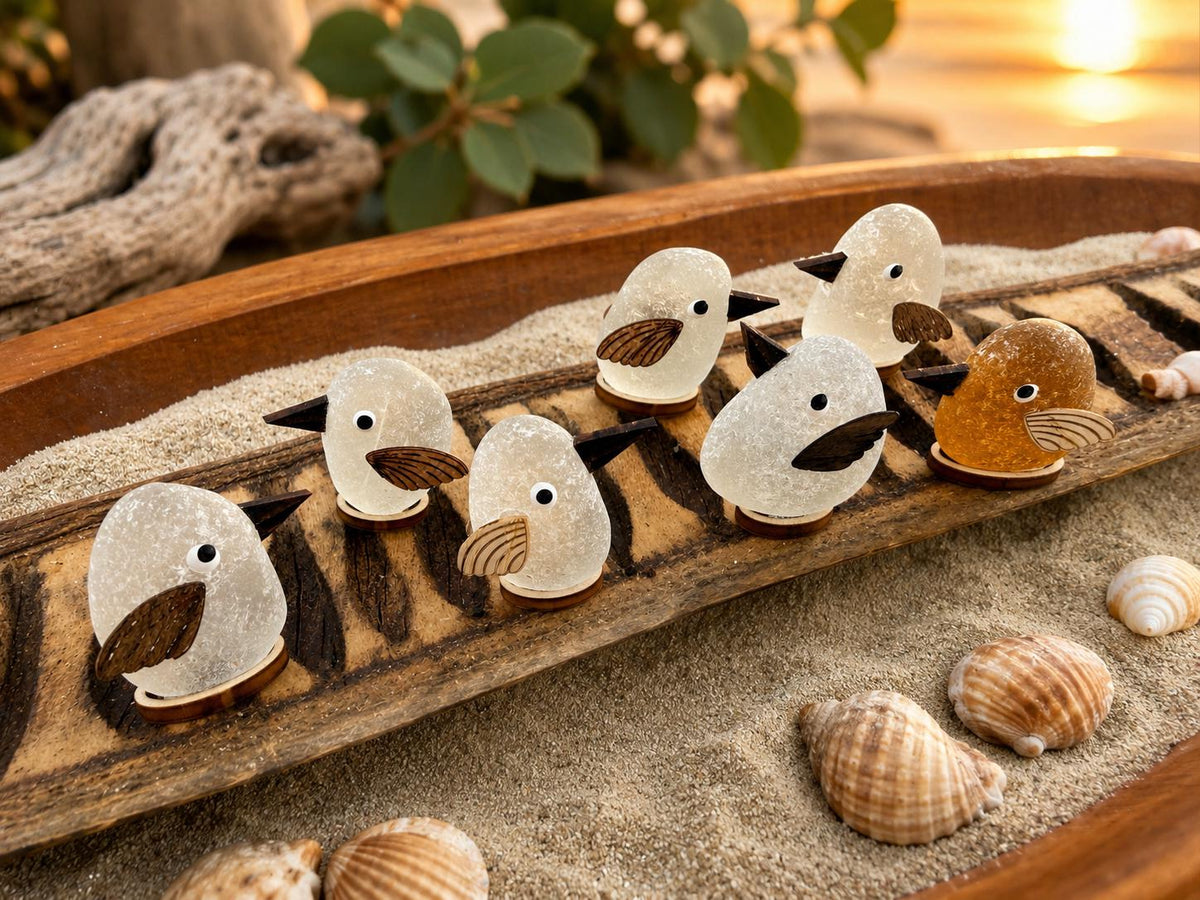 Personalized Shorebird Island™ | Genuine Sea Glass Bird Family | Custom Beach Decor | Family Keepsake | Add More Birds Anytim