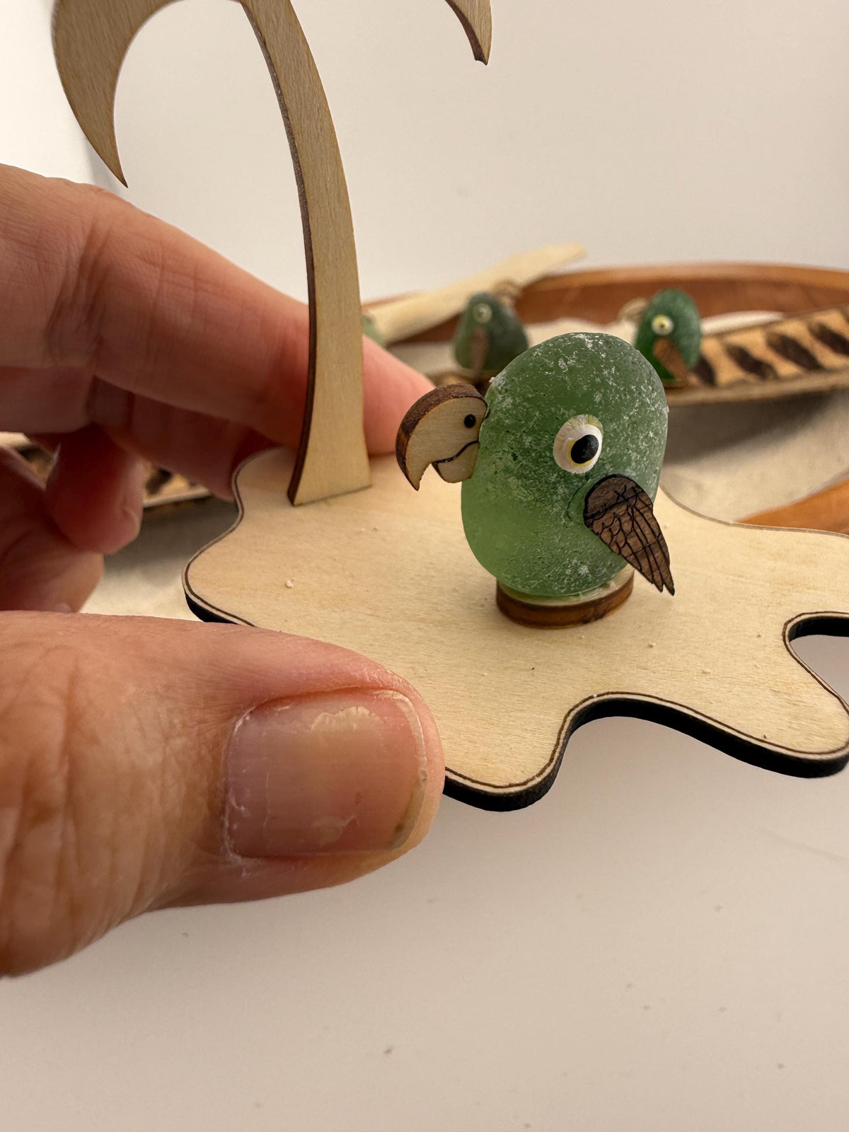 Personalized Parrot Island™ | Genuine Sea Glass Parrots | Tropical Beach Decor | Custom Family Gift | Caribbean Sea Glass